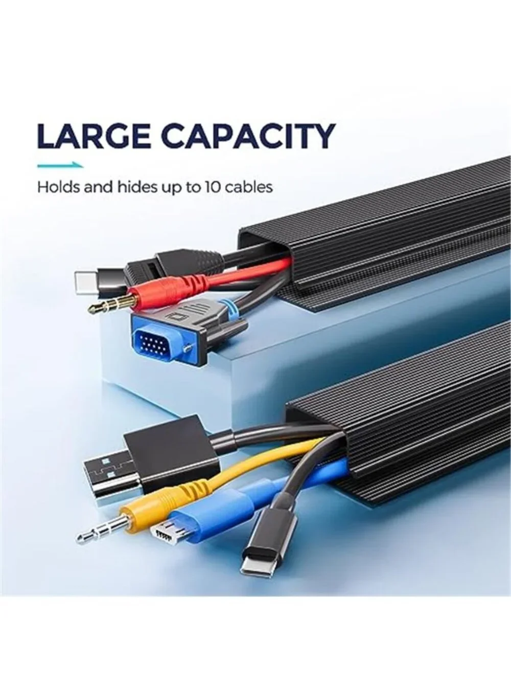 Under Desk Cable Management Tray Cord Organizer Wire Raceway Adhesive Black